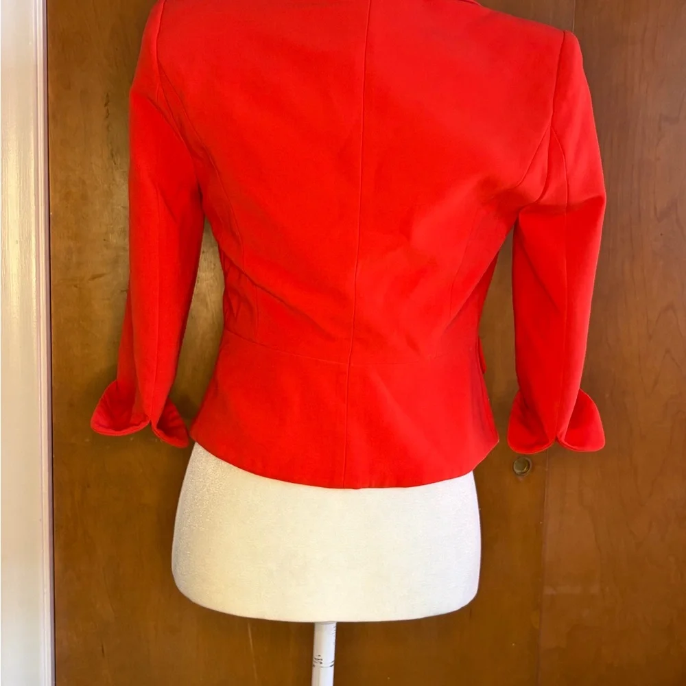 Forever 21 Red Cropped Blazer Jacket Size S Tailored Single Button - Picture 2 of 4
